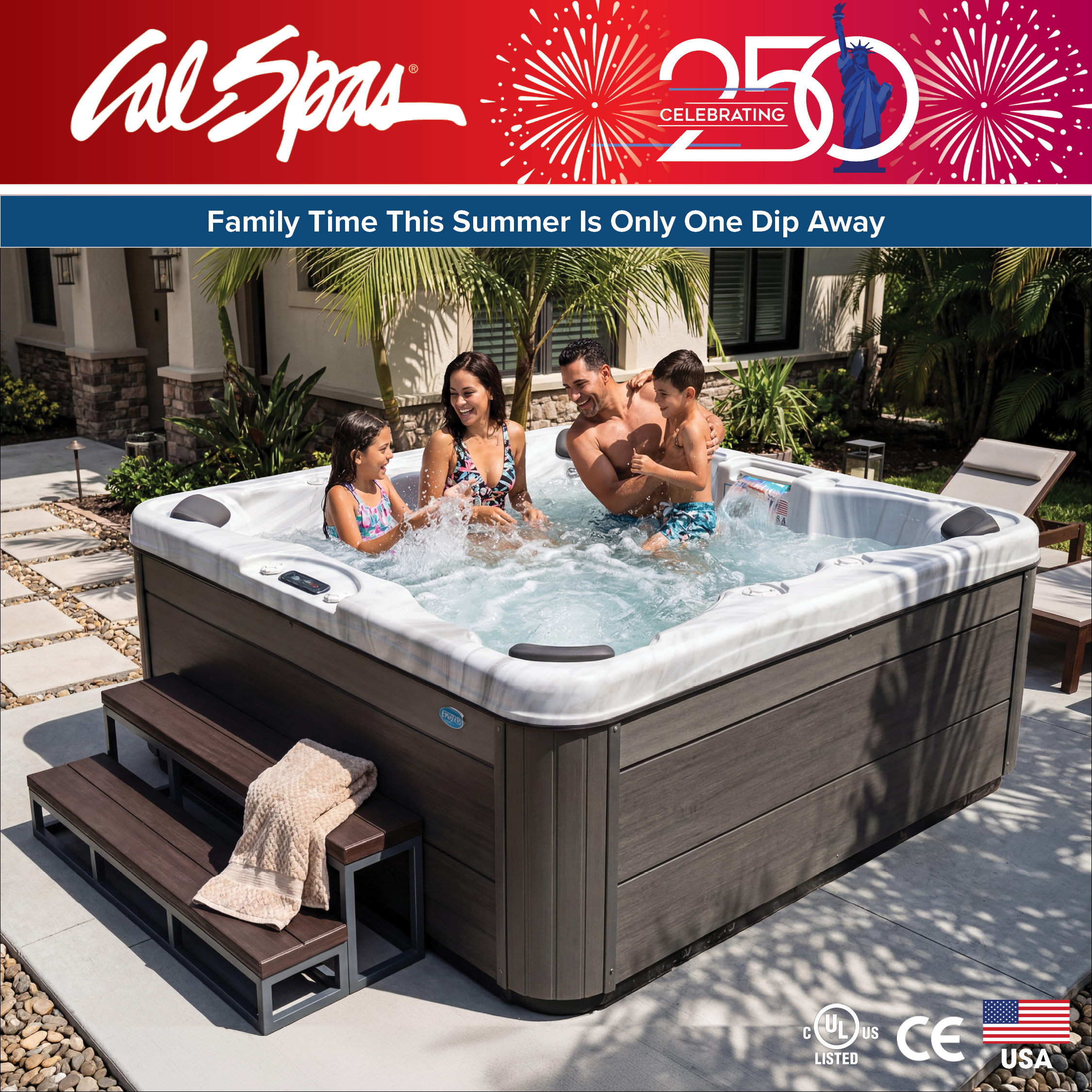 Calspas hot tub being used in a family setting - Lanesborough
